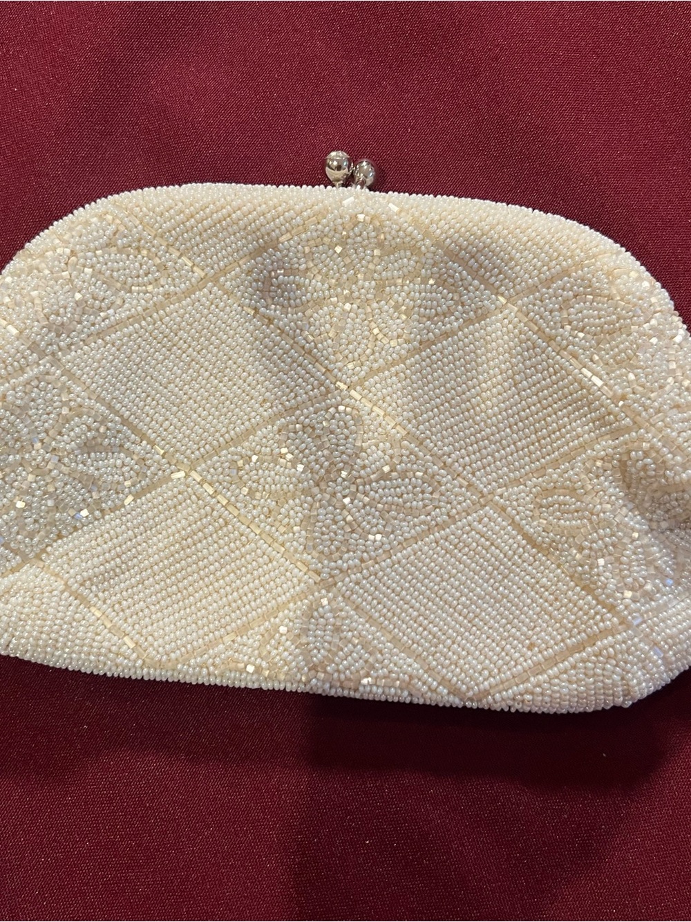 Vintage Ivory Beaded Evening Clutch,made in japan